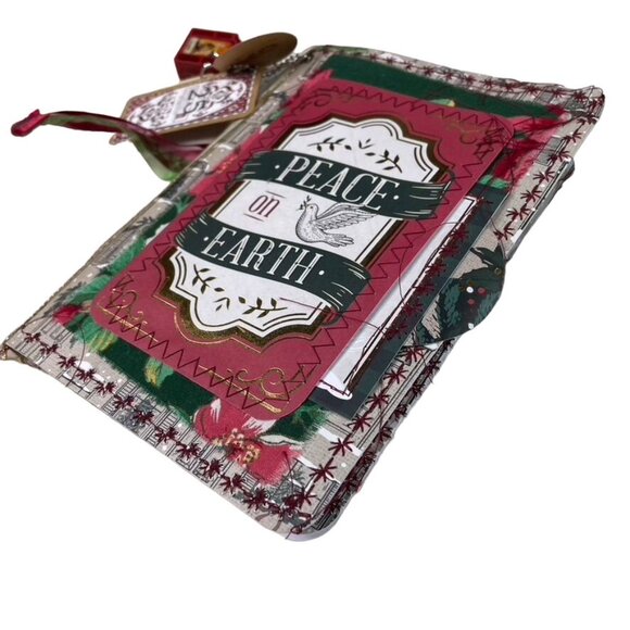 Christmas Junk Journal  With Charm u Washi  Fabric Wrap Tons Ephemera Handmade P - Picture 6 of 16